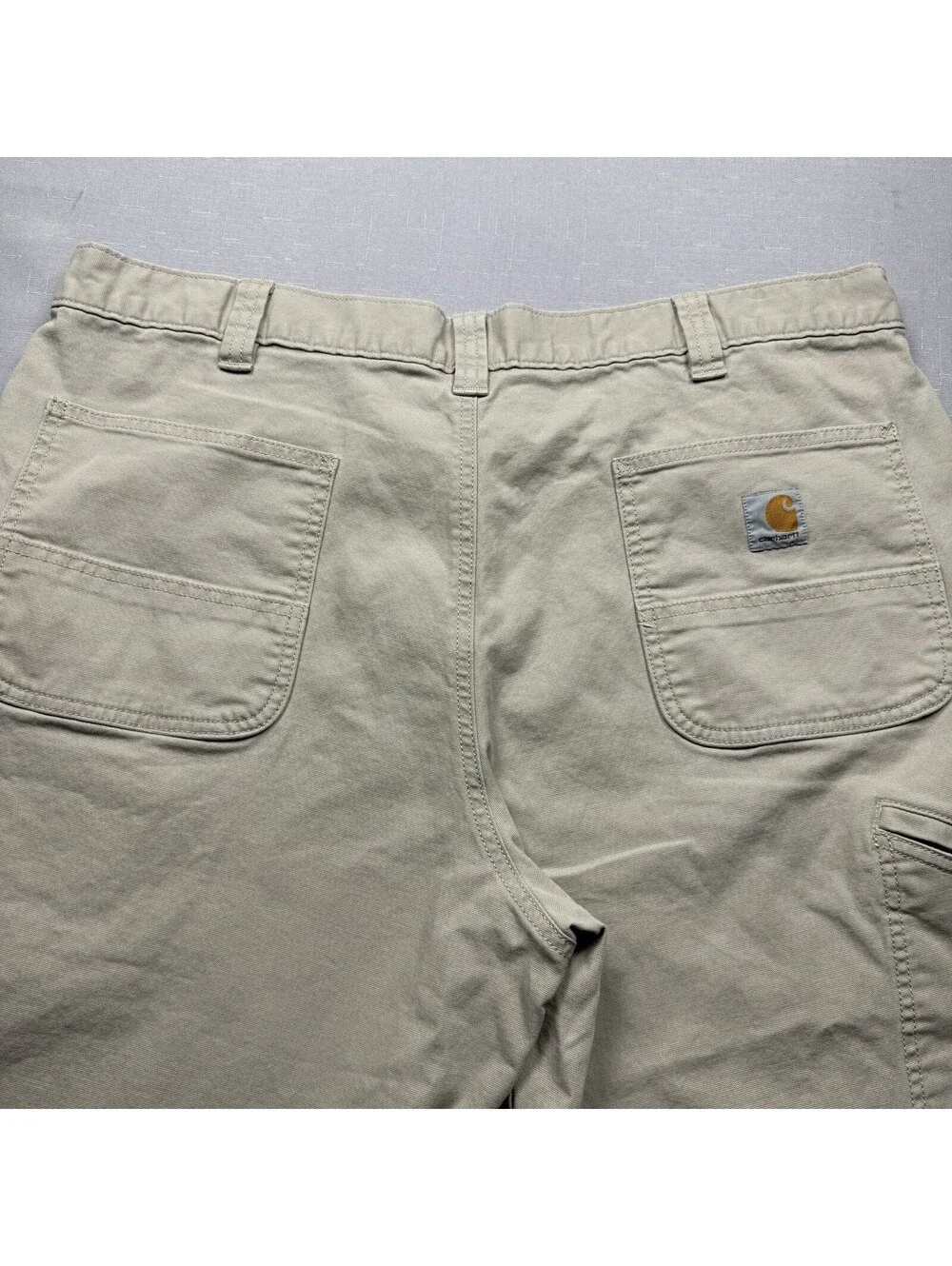 Carhartt Relaxed Fit Canvas Work Pants Mens 40x28 Khaki Beige Utility Work